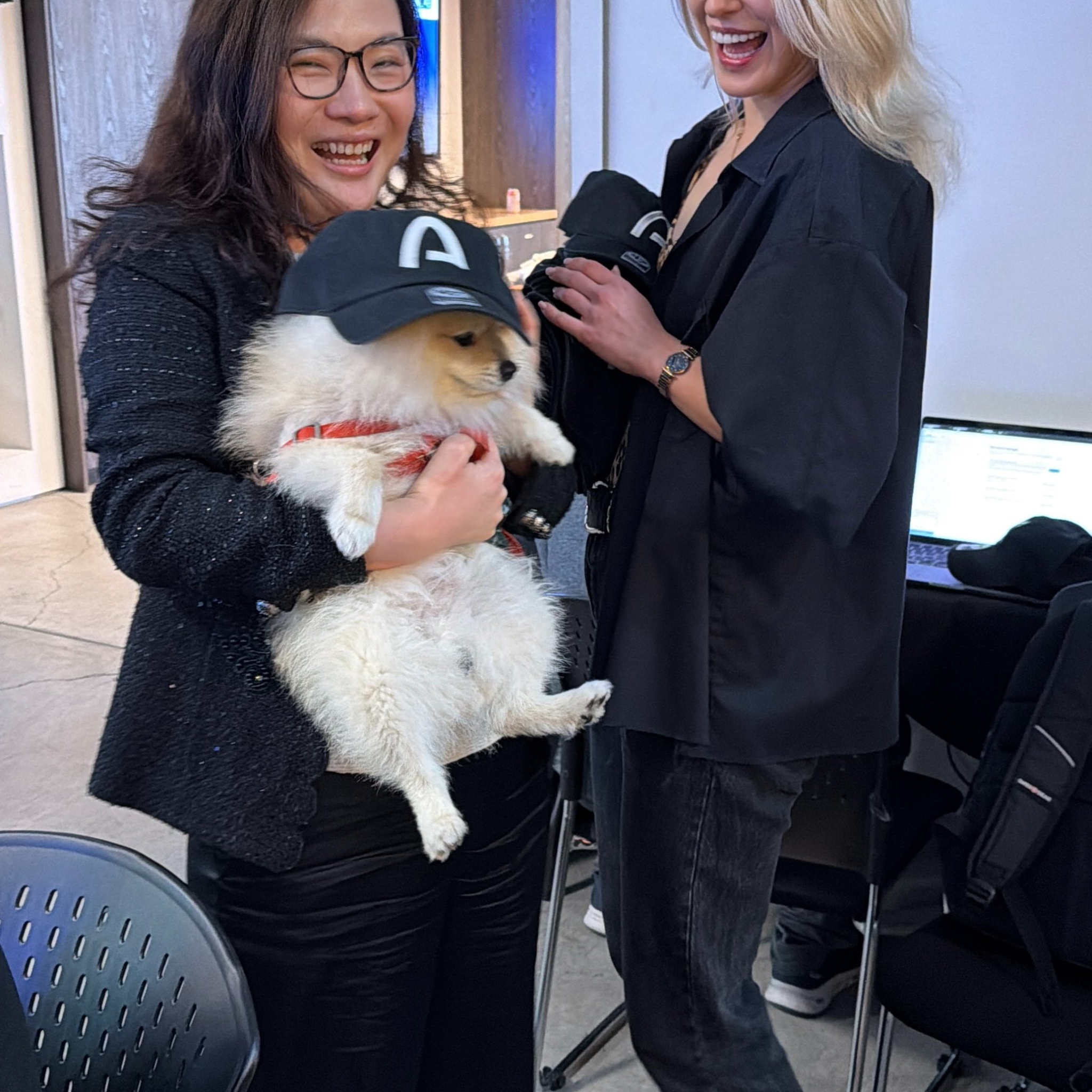 BUILDOG in the Arc cap being held in the hackathon room